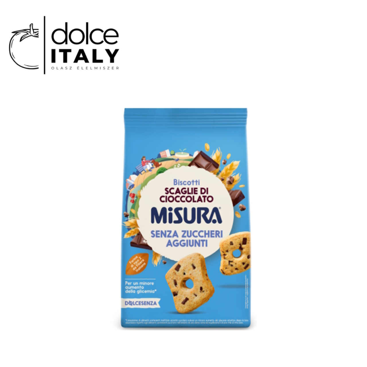 Misura Dolcesenza csokoládédarabos keksz hozzáadott cukor nélkül 290 g