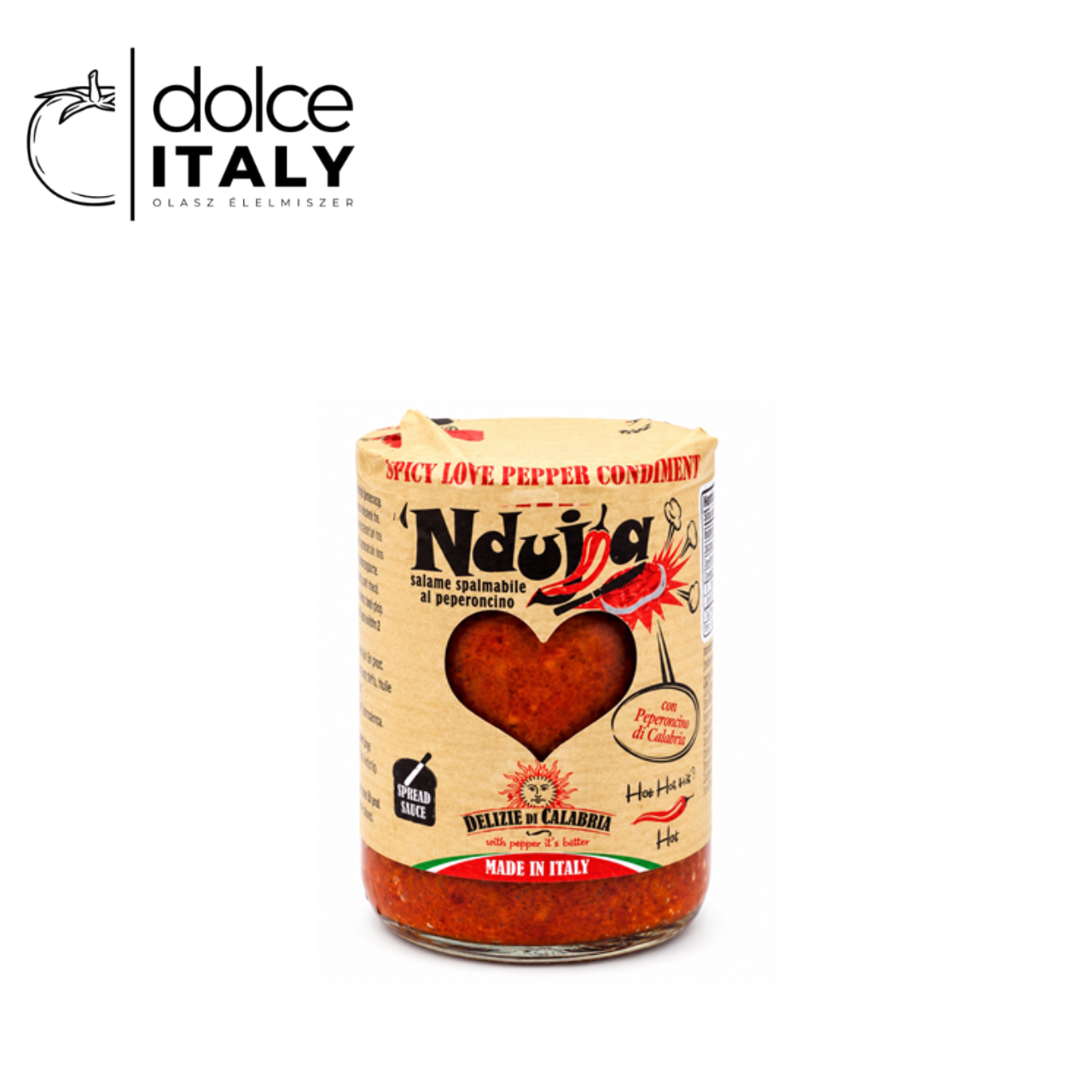 Delizie Calabria Nduja Cuore 90 g – Csípős kalábriai kenhető kolbászkrém