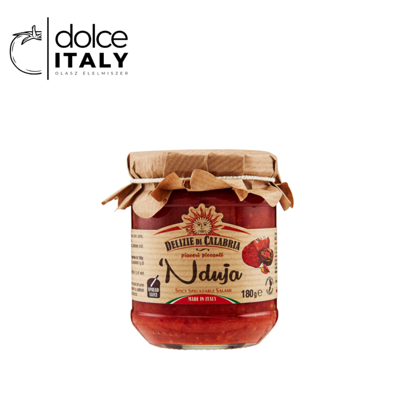 Delizie Calabria Nduja in Olio di Girasole 180 g – Csípős kalábriai kolbászkrém